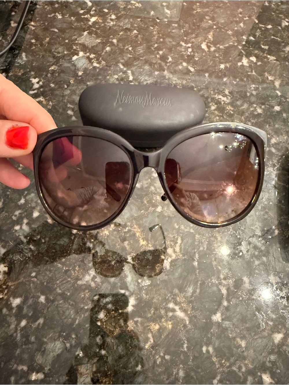 Neiman Marcus Women's Black Oversized Gradient Sunglasses
